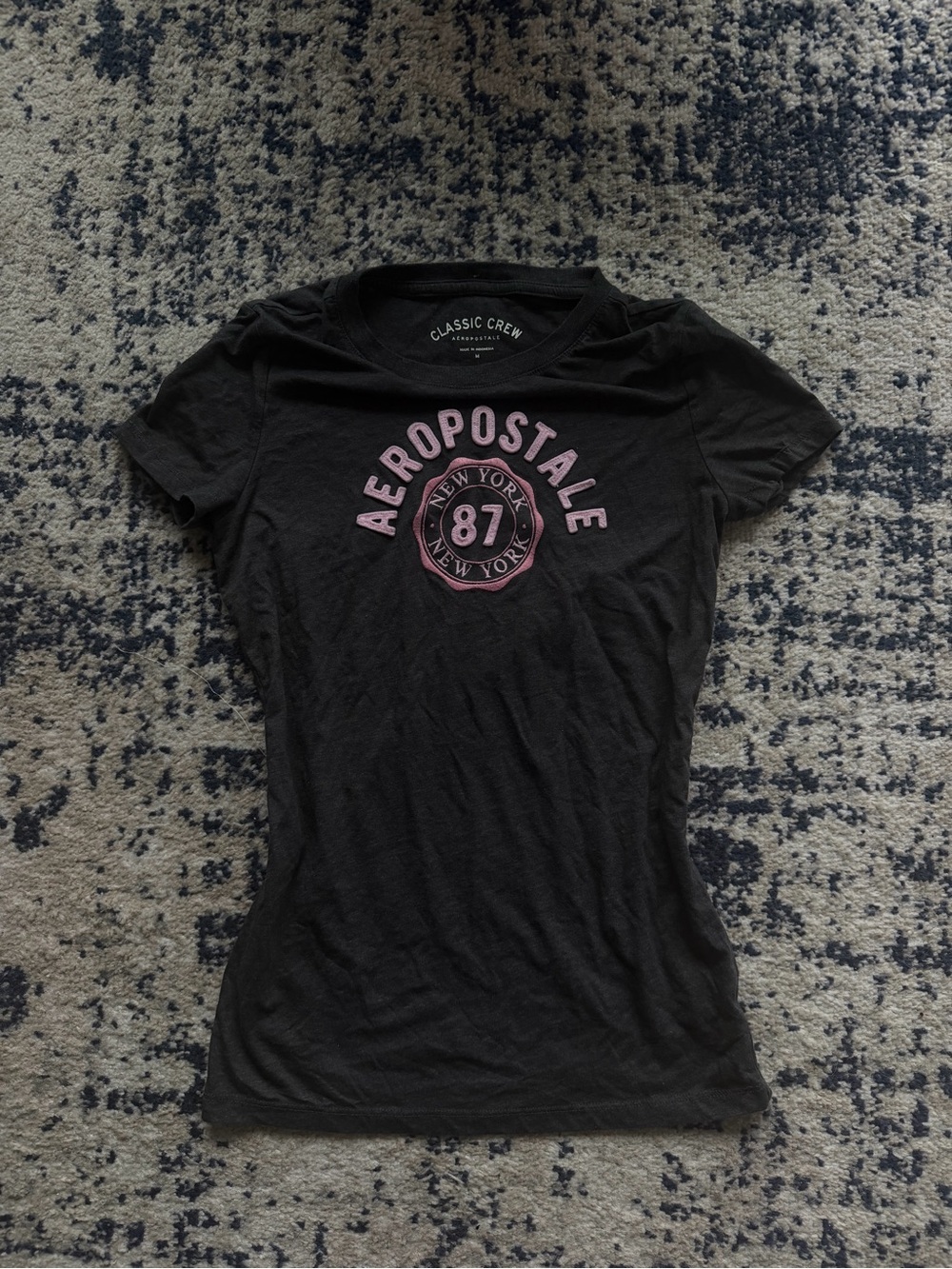 Aeropostale Black Short Sleeve Tee with Pink Logo